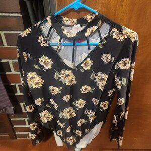 Long Sleeve Floral Bodysuit, XL